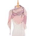Autumn winter soft pink plaid scarf with fringe on a mannequin in white background - Pink (SJ6-06)