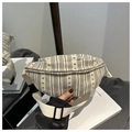 Detail van corduroy heuptas met getextureerde strepen en verstelbare nylon riem met gesp - Wit