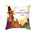 Fall Thanksgiving pillowcase with cartoon turkey and pumpkin print on peach skin fabric - HAPPY THANKSGIVING DAY Turkey and Pumpkins (TPR391-34)