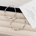 Gepolijste zilveren gedraaide oorringen met elegante spiraalstructuur op fluweel - Zilveren Grote Creolen (Echt Zilver Verguld)