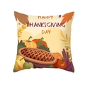 Square Thanksgiving pillowcase with pumpkin and harvest print featuring Happy Thanksgiving Day - HAPPY THANKSGIVING DAY Pie and Berries (TPR391-35)