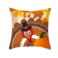 Thanksgiving turkey and pumpkin print pillow cover in autumn colors on peach skin fabric - Cartoon Turkey and Big Pumpkin (TPR391-37)