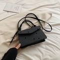 Elegante borsa a mano nera a pois con borchie a stella e tracolla rimovibile sottile - Motivo a stella