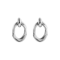 Pendientes de aro ovalados geométricos entrelazados en plata con diseño moderno - 21mm x 35mm / Plata Pequeño