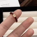 Französischer Vintage-Ring mit dunkelroter Emaille und Zirkonia im Smaragdschliff - Ancora Roter Emaille-Ring