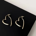 Orecchini a cerchio aperti a forma di cuore cavo in finitura oro lucido per donna - Oro Cerchi a Cuore