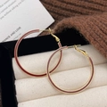 Französische goldene Ohrringe mit großen roten Emaille-Reifen und Retro-Finish - Anchora Rot (A-1048)