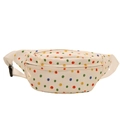 Marsupio carino in tela bianco sporco con pois colorati e cinturino in nylon regolabile - Bianco