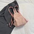 Mini sac à dos rose pâle en nylon avec plusieurs fermetures éclair et sangle réglable - Sans Pendentif / Rose