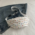Marsupio in tela bianca a pois colorati con tracolla regolabile in nylon resistente - Bianco