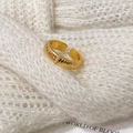 French vintage gold plated wide open ring with brushed texture and three sparkling zircons - C-280 Wide Texture Style (5649717584092) / Gold