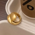 Minimalistische dubbellaagse gouden matte ring met gepolijste randen op doosje - C-191 Geborsteld Goud