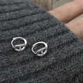 Silberne Schweinenasen-Ohrringe mit Gliederkette-Design und Mikro-Zirkonia-Besatz - Silber Mikro-besetzter Schweinenase-Stil / Silber