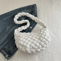 Borsa a spalla bianca trapuntata a nuvola con tracolla in corda intrecciata per donna - Bianco