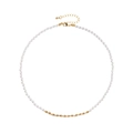 Collana di perle retrò francese con grani d'oliva dorati e catena regolabile - Stile a Perle Dorate Continue (B-482)