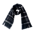 Écharpe classique à carreaux noirs et gris avec franges douces pour l'hiver - Noir