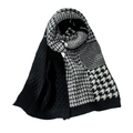 Thick black and white houndstooth patchwork knitted scarf for men and women - Houndstooth Patchwork Style / Black