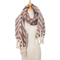 Sciarpa spessa in finto mohair con motivo chevron marrone e beige e maxi frange - caffè