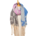 Detailed knit texture and chunky tassels of the pink star pattern winter scarf - 185cmx40cm / Grey Blue