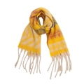 Bufanda de invierno de punto amarillo brillante con patrones geométricos naranjas y grises - Amarillo