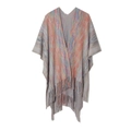 Scialle in maglia sfumata colorata con frange boho in filato space-dye vivace - 165x88cm / Grigio chiaro