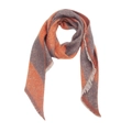 Close-up of thick checkered scarf featuring warm orange and taupe wool texture - XJ5-3 Orange Argyle