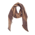 Detail of brown plaid knit scarf texture with fine tassels and soft fringe finish - XJ5-4 Coffee Argyle