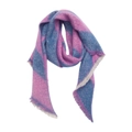 Detail of the pink and blue bouclé yarn scarf featuring a textured diamond plaid pattern. - XJ5-8 Purple Argyle