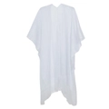 White semi-transparent V-neck cover-up with metallic shimmer mesh and long fringe - 130x125+10x2cm / White Silver