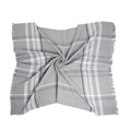Sciarpa invernale a quadri grigio chiaro da donna in tessuto morbido con bordi a frange - 143x143cm (330g) / Cachi