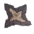 Sciarpa quadrata spessa a quadri grigio scuro e marrone con rifiniture a frange - 125x145cm (330g) / Grigio
