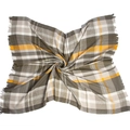 Sciarpa a quadri con frange grigio e giallo zenzero per calore invernale - 170x140cm (390g) / Verde Militare
