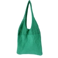 Borsa tote in maglia verde smeraldo fatta a mano con design traforato e tracolla - 35cm / 01# Verde