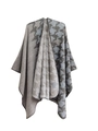 Détail du poncho pied-de-poule gris montrant la maille épaisse et les coutures de bord - Kaki