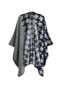 Gros plan d'un poncho en maille épaisse avec motif pied-de-poule et bordure raffinée - Gris