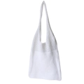 Borsa a spalla in maglia bianca da donna con design traforato e tracolla intrecciata - 35cm / Bianco