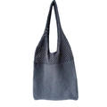 Borsa a mano in maglia fatta a mano in blu-grigio con rete traforata e trama fitta - 35cm / 04# Grigio