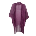 Magenta knit shawl for women featuring shimmering metallic threads and long fringe detail - 130x125+10x2cm / Pure Purple