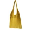 Borsa tote gialla in maglia da donna con tracolla in uncinetto traforato a rete - 35cm / 05# Giallo