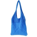 Borsa tote in maglia blu navy con design a rete e lunghe tracolle in tessuto - 35cm / 07# Blu