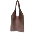 Borsa a spalla in maglia marrone scuro con design a rete e base intrecciata - 35cm / 08# Caffè