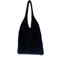 Borsa tote in maglia nera con motivo traforato all'uncinetto e tracolla singola - 35cm / 09# Nero