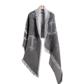 Dark gray knitted anchor pattern scarf with tassel edge on wooden hanger - Gray