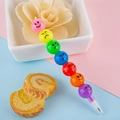 7-color stackable smiley face wax crayon pencil with colorful smiley beads for kids - Hulu Shape Pencil