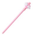 Pink gel pen with cute heart and angel wings silicone topper for school supplies - Pink