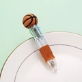 Multi-color retractable ballpoint pen with basketball topper and orange rubber grip - Basketball Style