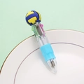 Cartoon volleyball topper multi-color ballpoint pen with blue anti-slip rubber grip - Volleyball Style