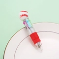 Cartoon baseball-themed 4-in-1 multi-color retractable ballpoint pen with red rubber grip - Baseball Style