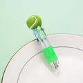 Multicolor ballpoint pen featuring green tennis ball topper and ergonomic soft grip - Tennis Style