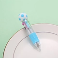 Multi-color retractable ballpoint pen with blue and white soccer ball topper - Blue Football Style